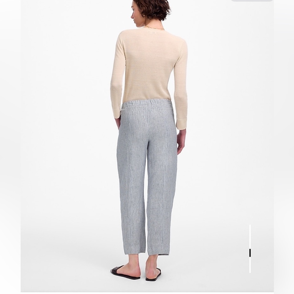 NWT Madewell blue/white pull-on barrel leg pants in 100% linen sz Small - Picture 4 of 10